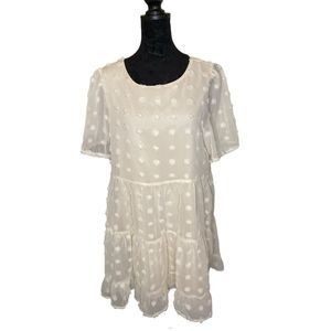 Beige babydoll polka dot sheer dress size medium